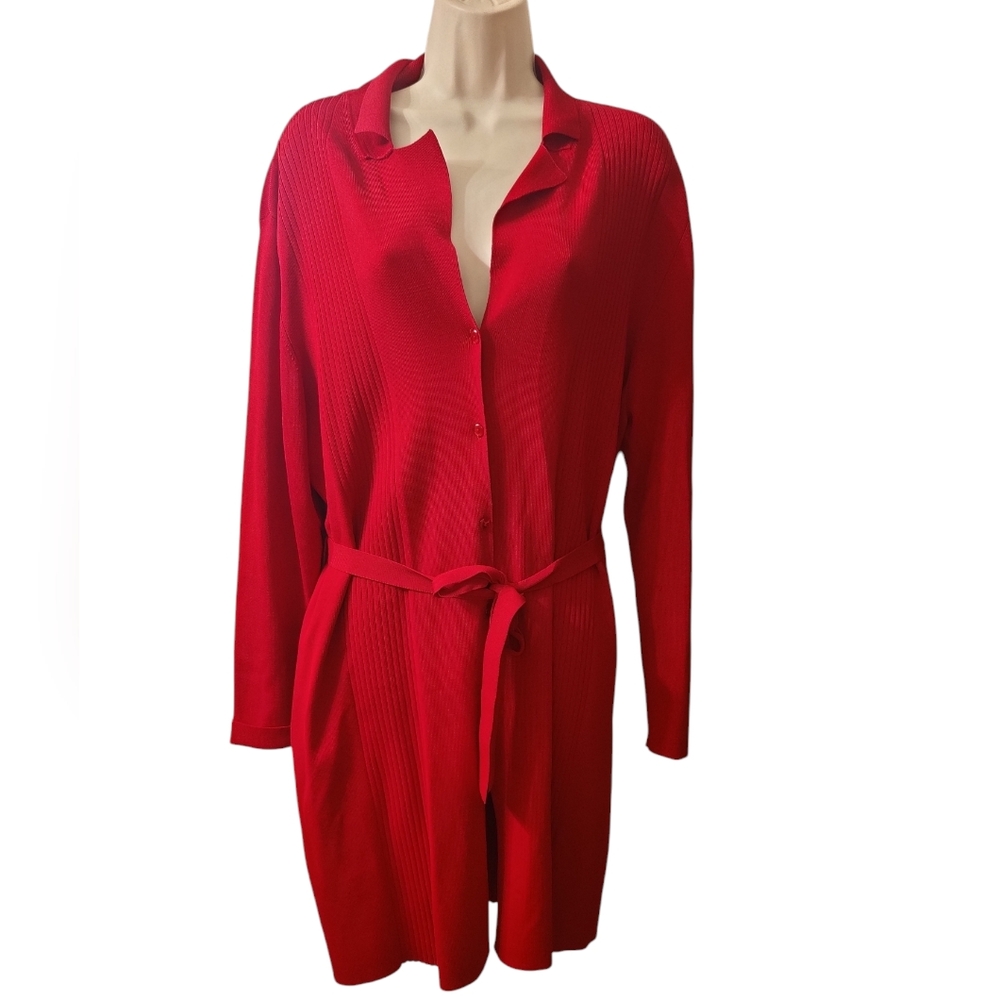 Fred David Women's Red Button Down Cardigan Sz XL